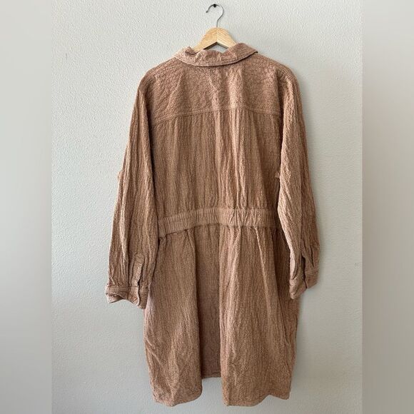 J Crew Zip Front Cinch Corduroy Tan Textured Long Sleeve Dress Size 24 - Picture 7 of 7
